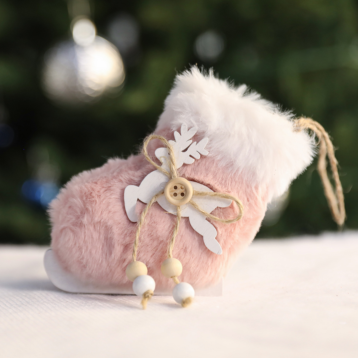 Llaveros de trineo rosa de peluche (paquete de 3)