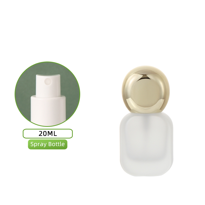 Flacon givré 20 ml - vaporisateur blanc + couvercle doré "Dieu Soleil"
