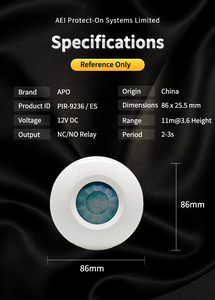 PIR-9236 PIR Motion <strong>Sensor</strong> Alarm <strong>System</strong> 12VDC Detector Wide Angle <strong>Detection</strong> Range