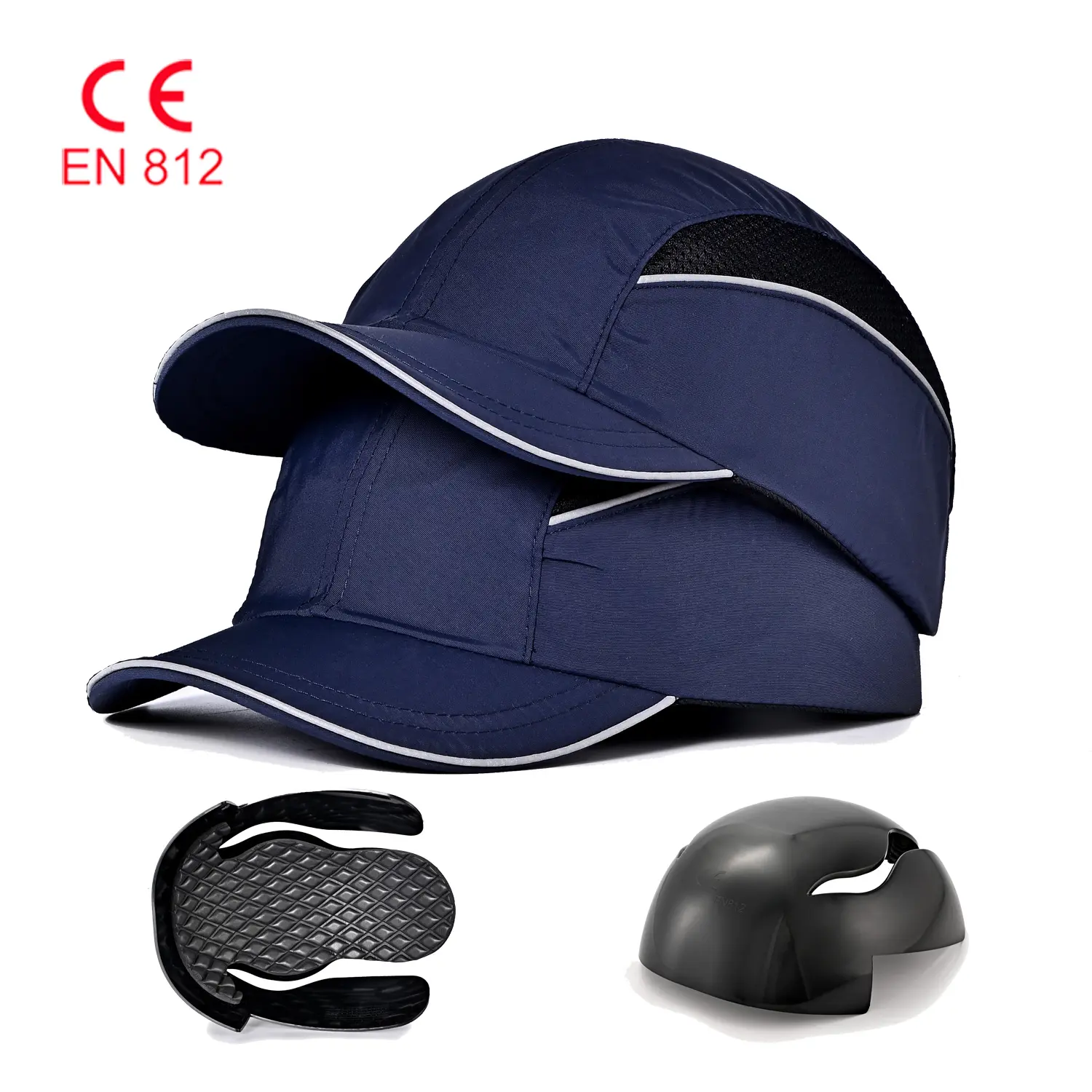 턱 스트랩 쉘 EVA 패드 헬멧 삽입 야구 안전 범프 캡 헤드 보호 작업 하드 모자