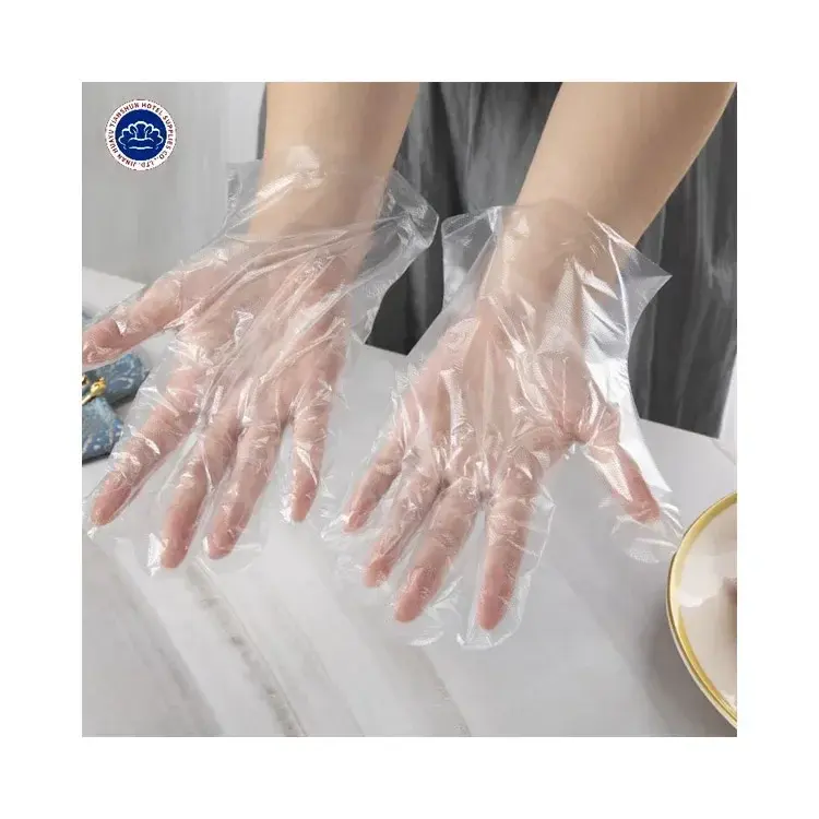 Nuovi guanti monouso in plastica trasparente Hdpe guanti in plastica per cucinare guanti monouso in Nitrile