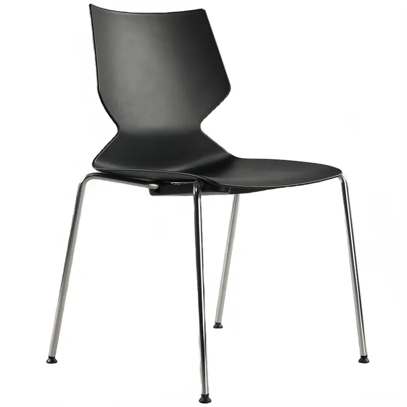 Cadeira de plástico com pernas de metal Morden Design usada para cafeteria doméstica e cadeira de jantar de escritório