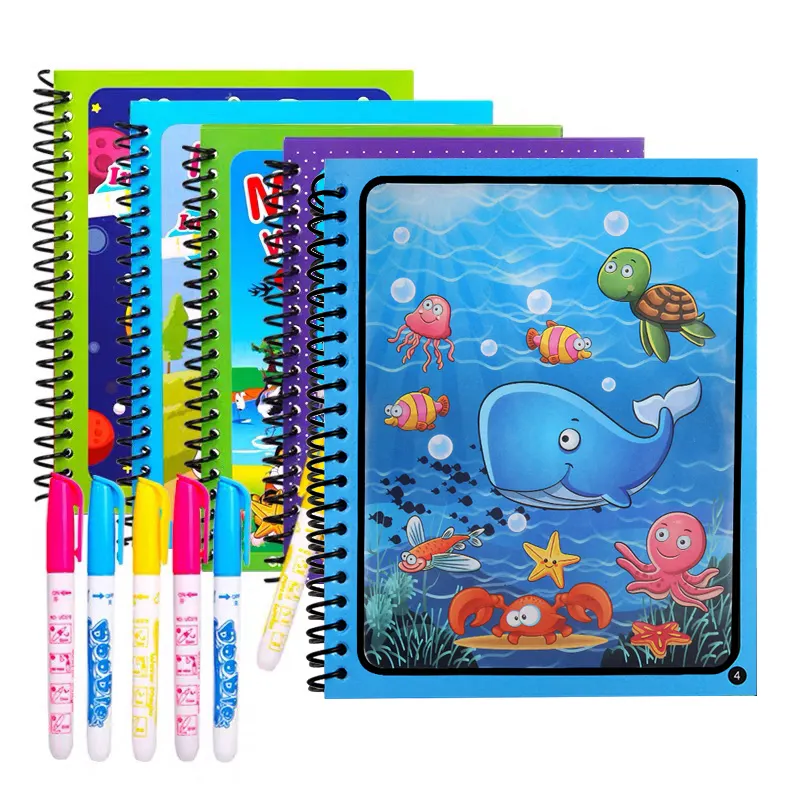 Libro di pittura ad acqua magica colorata libro da colorare riutilizzabile libro da disegno ad acqua magica con penna