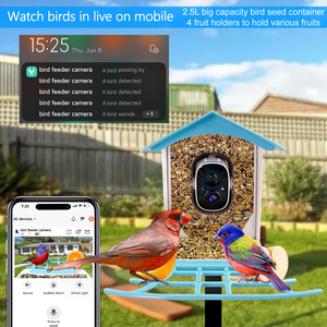 新しい屋外ワイヤレススマートAIがバッテリー鳥の巣の家フィーダーWifiネットワークカメラIPソーラーパネルとメモリカード付き - Product Image 6