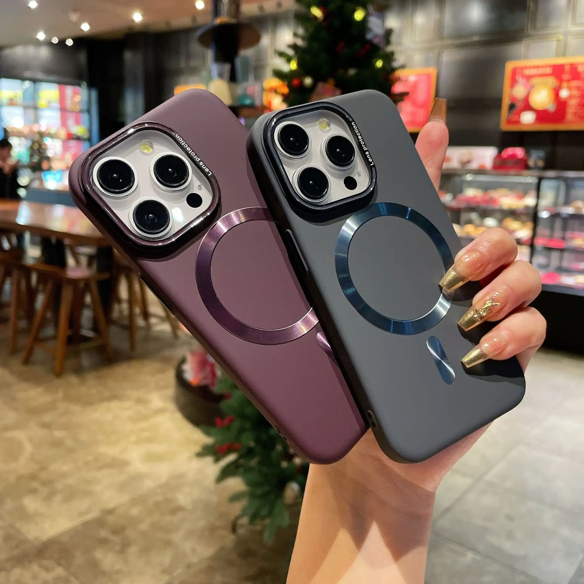 TPU PC บางเฉียบด้านแม่เหล็กป้องกันกล้องเคสโทรศัพท์สําหรับ iPhone 15/15 PRO/15 PRO MAX