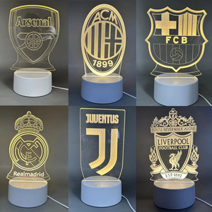 Creativo 3d luce notturna del Logo del Club di calcio telecomando Led visuale ambientale lampada da tavolo luce regalo batteria camera da letto 30 piccoli moderni - Product Image 2
