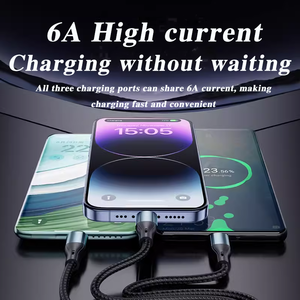 <strong>3</strong>-in-1 100W-120W Fast Charging Cable Digital Display for <strong>Apple</strong> Huawei Android Phones USB Type-C Charger Line TPE Jacket for <strong>IOS</strong> - Product Image 3