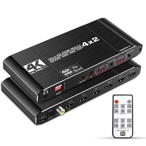 4K HDMI矩阵开关4x2 HDMI矩阵开关4进2出切换器分路器盒，带EDID提取器和红外遥控器 - Product Image 1