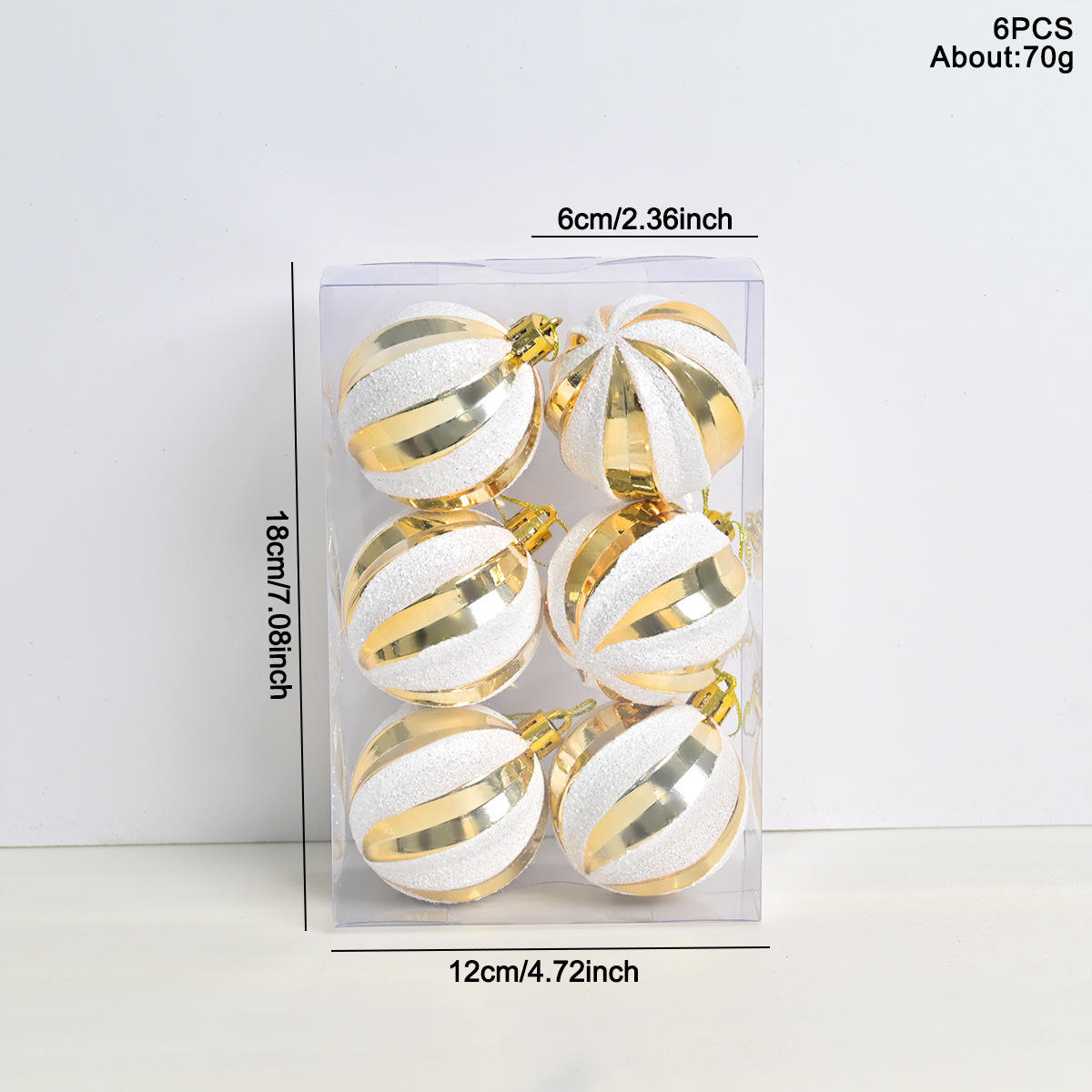 6-6ชิ้น-ลูกบอลประกายหอยทากสั้นวาดด้วยมือ-ทอง