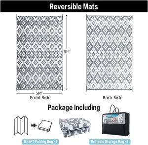 Lớn Có Thể Đảo Ngược Trong Nhà-Ngoài Trời Thảm Nhựa Sàn Ban Công Dã Ngoại Thảm Có Thể Giặt Cho Du Lịch Ngoài Trời Trang Trí Nội Thất Tăng Cường Không Gian Phòng - Product Image 5