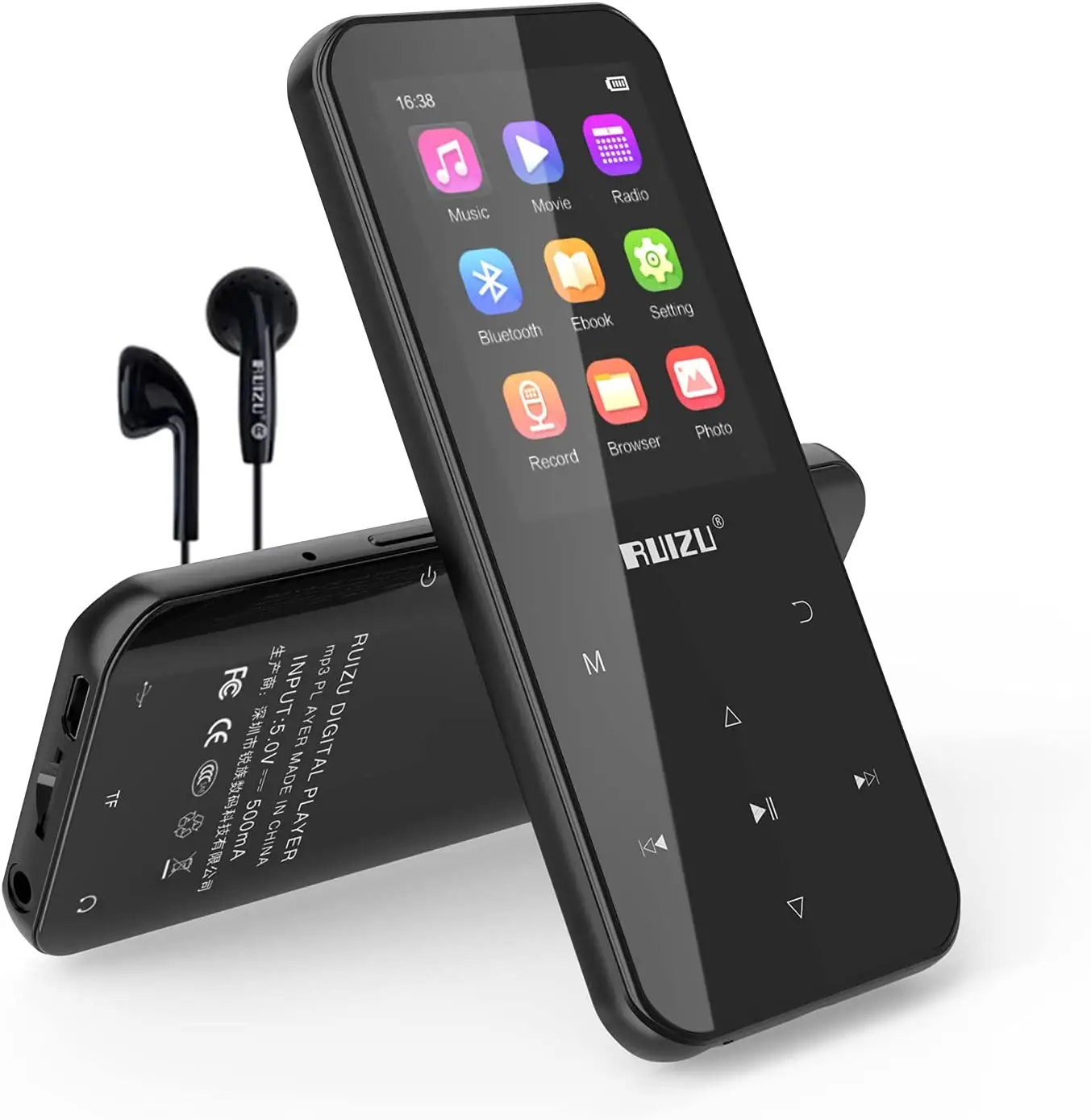 مشغل RUIZU D19 MP3 بلوتوث بالتحكم باللمس محمول HIFI موسيقي فيديو MP4 Walkman مكبر صوت مدمج مع سجل FM-راديو الكتاب