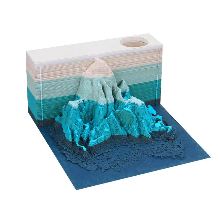 Hot Selling Mountain Block Series Producten 3d Papier Gesneden Memo Pad Notitie Blokjes Niet Plakkerig Voor Verjaardagscadeau