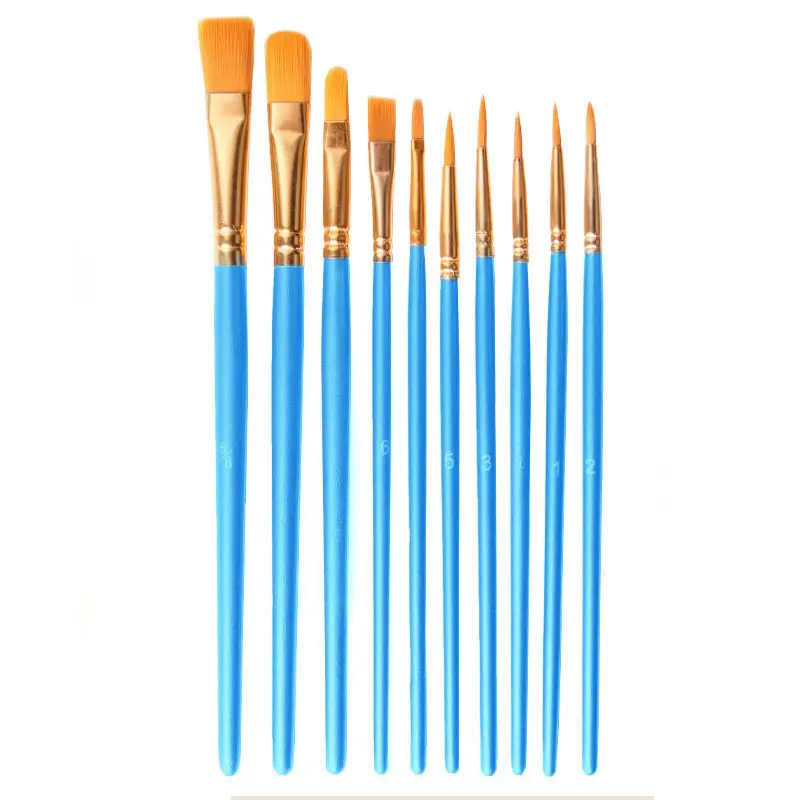 10 pcs Art supplies artist paint brushes with palette watercolor gouache nylon wool paintbrushes