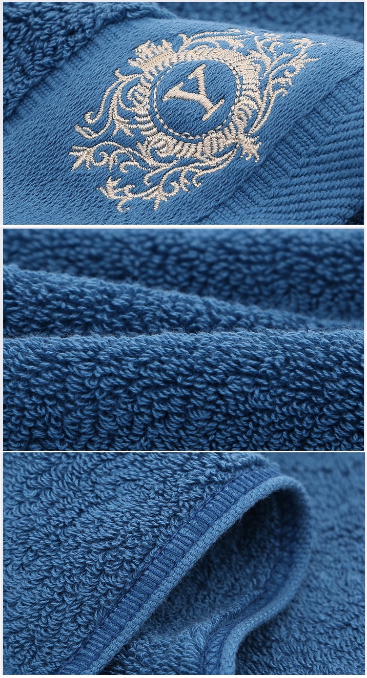 Stock/Custom Logo 5 Star Hotel Towel Set 32S/2 500GSM 100% Cambed Cotton Satin Face Bath Towel white, yellow, gray, blue, khaki
