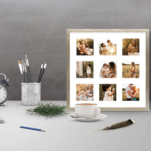 <strong>9</strong>-Panel Photo <strong>Frame</strong> with Mat to Display <strong>9</strong> Pictures for Wall or Tabletop Display