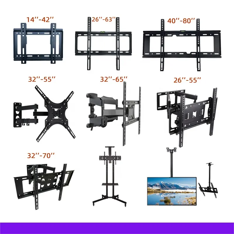 범용 Led Lcd 고정 TV 벽 마운트 브래킷 14-42 인치