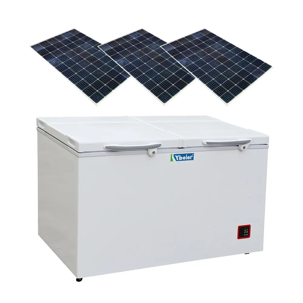 Commercial single door solar power refrigerator chest deep freezer DC 12V/24V freezer home meat seafood fridge