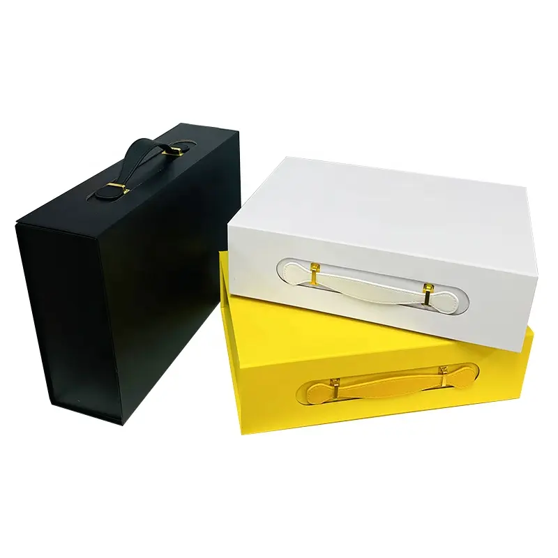 Personalizado de lujo blanco amarillo imán cosmético ropa caja de embalaje de papel plegable de cartón Cierre magnético Cajas de Regalo con logotipo