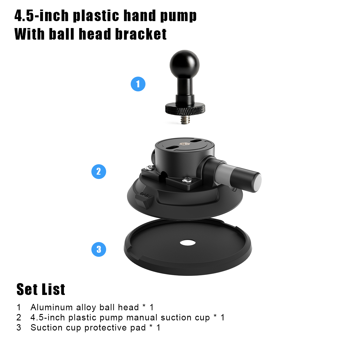 4.5-inch suction cup + plastic handle + ball head set