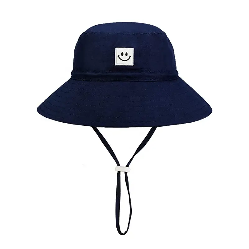 Chapeau de pêcheur extérieur en gros avec ficelle logo de broderie personnalisé 100% chapeau seau blanc en coton