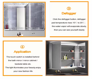 DC12V 5A 60W Led espejo tiempo temperatura pantalla desempañador atenuado inteligente 2 botones Control Sensor táctil para iluminación de baño - Product Image 6