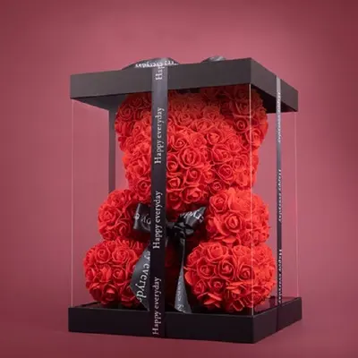 Alta calidad rosas Oso de la espuma de las flores con caja de regalo precio de fábrica muchos colores