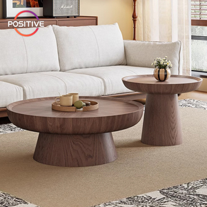 Orta yüzyıl Modern yuvarlak sehpa seti wabi-sabi tarzı oturma odası ev Minimalist ceviz parke sehpa ZEM-526 - Product Image 1