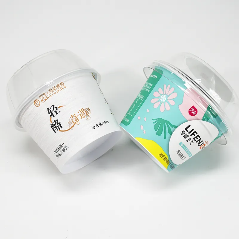 Tazas personalizadas desechables de alta calidad, con tapas y cuchara para cereales/grano/avena, yogurt/leche