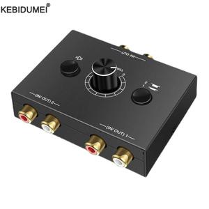 <strong>2</strong> X <strong>1</strong>/<strong>1</strong> X <strong>2</strong> <strong>RCA</strong> Stereo Audio Bi-Directional Switcher With Mute Button Portable L / R Stereo Audio Switch Audio <strong>Splitter</strong> - Product Image 1