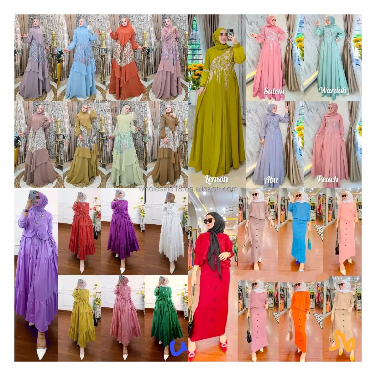 Abiti personalizzati di ultima generazione abiti modesti strati abiti musulmani per le donne Elegent Dubai abbigliamento islamico alla moda vestito modesto