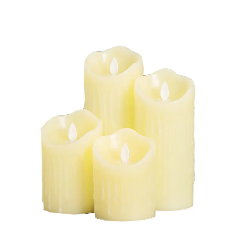 SWD127 Tall Party wedding supplies led candles set moving wick flickering led pillar USB candles