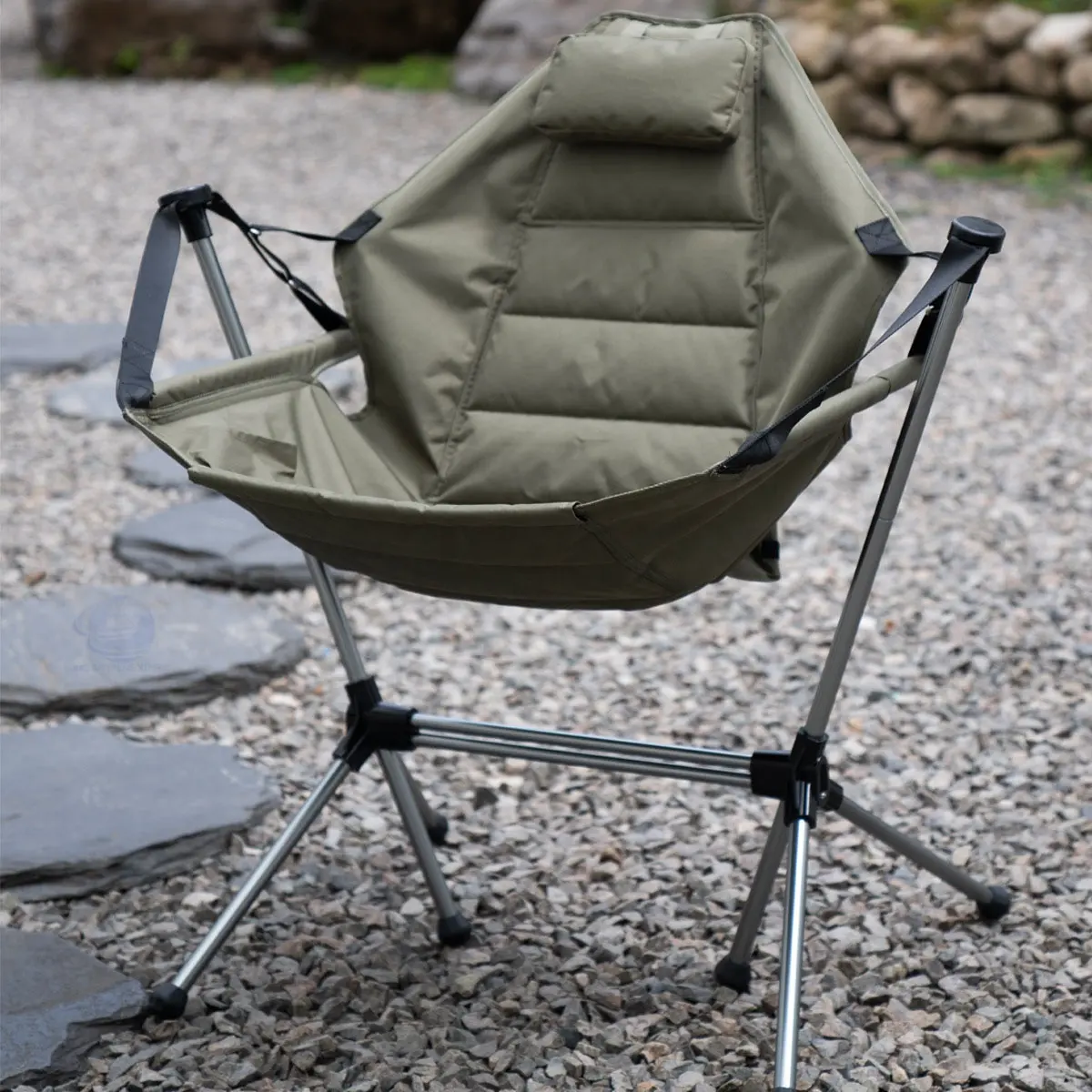 Sedia da campeggio reclinabile a dondolo per Patio sedia da campeggio a dondolo in lega di alluminio sedia da campeggio imbottita con amaca da giardino con cuscino