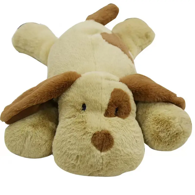 Custom White and Brown Big Dog Sleeping Stuffed Animal Soft Plush Hugging Puppy