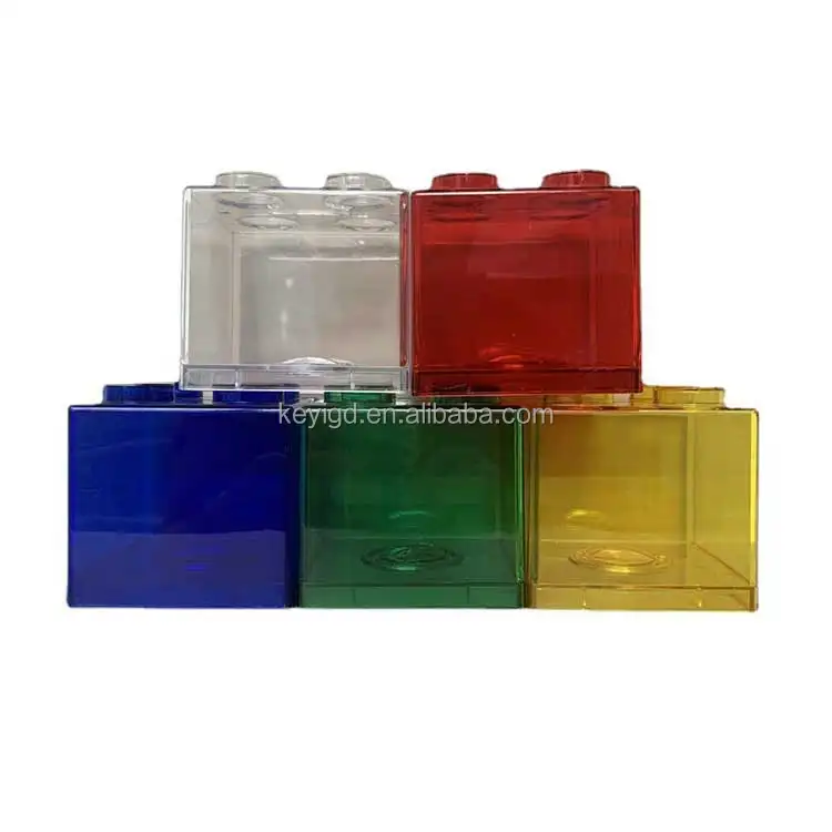 도매 아크릴 플라스틱 저장 동전 은행 벽돌 레고 돈 상자