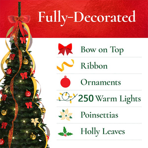 Cây Giáng Sinh Bật Lên Nhân Tạo 6FT Có Thể Gấp Gọn Trang Trí Sẵn Với Giá Đỡ Đèn LED 250 Cây Kim Tuyến Giáng Sinh Lắp Ráp Dễ Dàng - Product Image 3