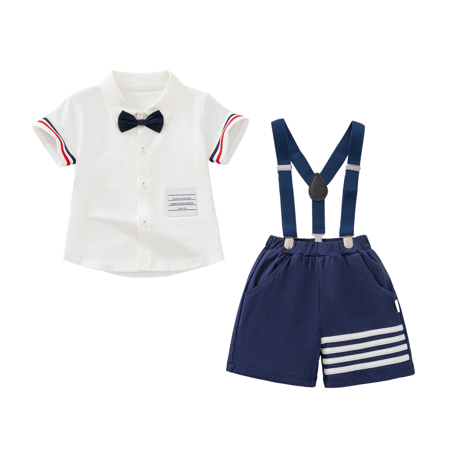 Short-sleeved strap suit-j blue