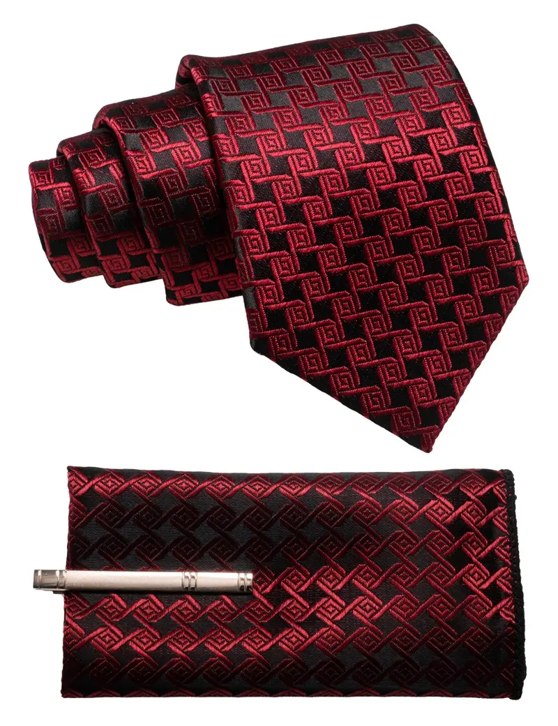 Iş baskı moda özel polyester elbise fabrika doğrudan tedarik siyah kravat seti boyun bağları