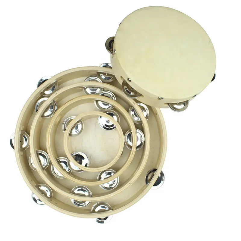 Instrument de musique de tambourin de cloche de main, jouet éducatif de percussion de tambourin de bébé, mini tambourins d'enfants d'adultes pour la partie de KTV