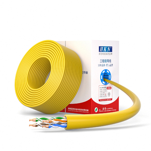 Hkn 0.51มม. OFC 1000Mbps แจ็คเก็ต PVC สาย FTP CAT5E LAN 4PR 24AWG สำหรับเชื่อมต่อในร่มกล้อง IP 305M - Product Image 2