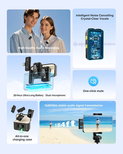 Sx22 Tiếng Ồn Hủy Bỏ Không Dây <span class=keywords><strong>Lavalier</strong></span> <span class=keywords><strong>Microphone</strong></span> Kép Mic Set Cho Iphone Android Loại C Cho Podcast Ghi Âm Youtube Vlogging - Product Image 3