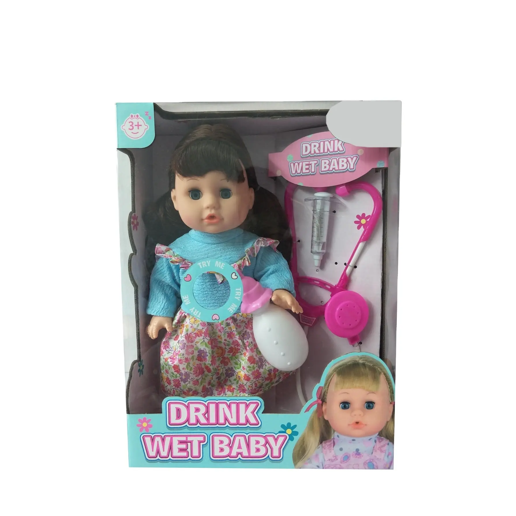 Nuevos productos niños 14 pulgadas de vinilo doctor juguetes muñeca con accesorios bebiendo orina de bebé botella de leche botella de enfermera 6 sonidos IC GL608507