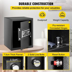 DB VEVOR Q235 çelik ev güvenlik kasa 1.7 2 tuşları ve dijital tuş takımı ile parmak izi erişim güvenli mağazalar nakit - Product Image 4