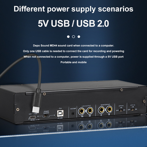 Studio Recording <strong>Microphone</strong> USB External 48V MD44 24Bit 192KHz <strong>Audio</strong> Interface 4 <strong>Input</strong> <strong>Output</strong> Sound Card Mixer