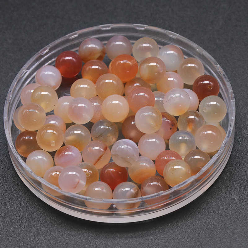 Agata rossa naturale da 8 mm con mezzo foro - pezzo singolo