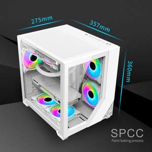 Lovingcool venta al por mayor fundas de ordenador para juegos COMPUT CASE PC de escritorio personalizado PC vidrio ATX aluminio blanco PC case con ventilador RGB - Product Image 5