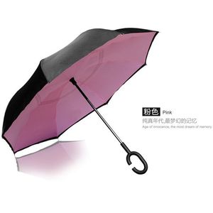 防风倒倒车车伞防紫外线大C型手柄双层贴雨伞 - Product Image 5