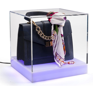 台面发光二极管发光大展示展示亚克力展示立方体，带变色底座 - Product Image 5