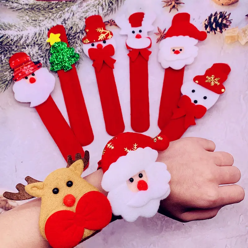 Bracelet slap fête de Noël père Noël bonhomme de neige renne en peluche