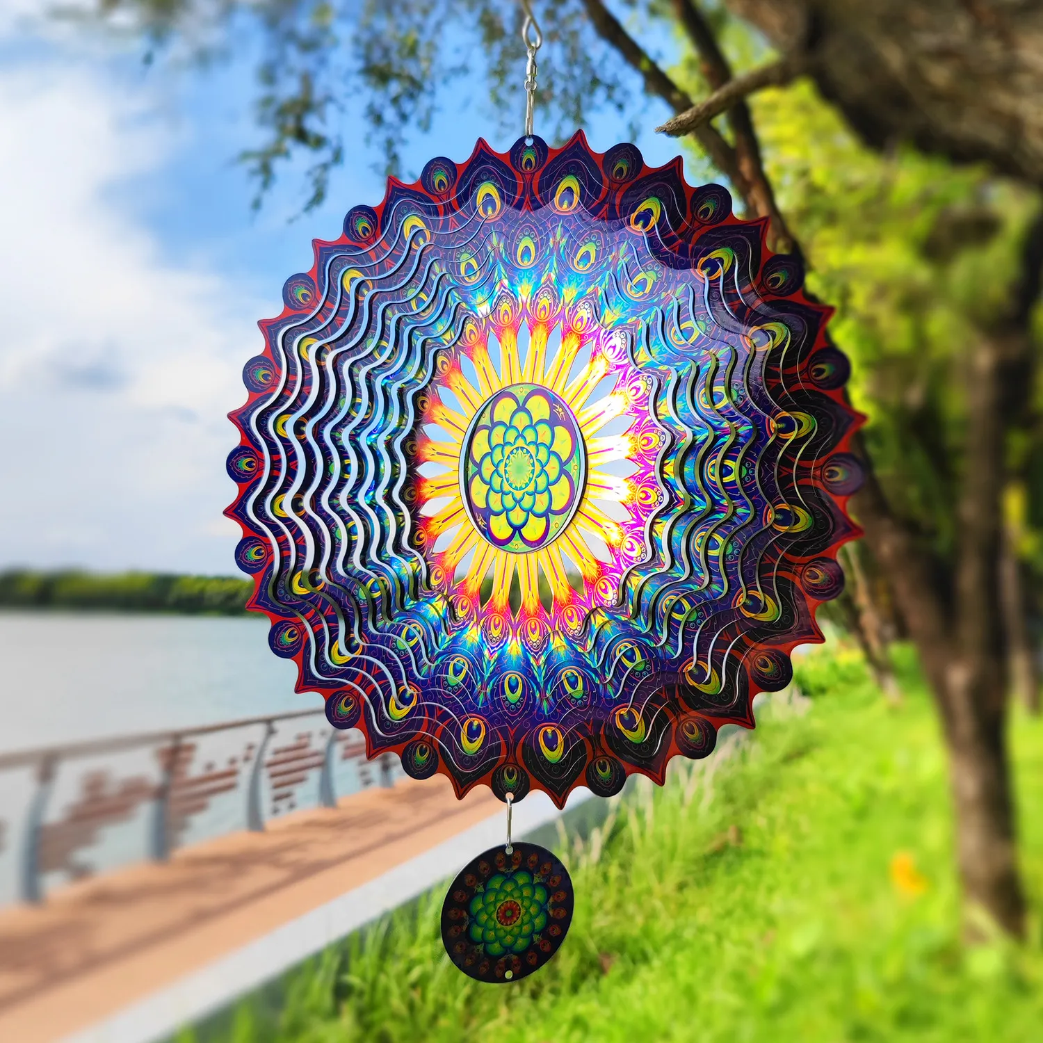 Roestvrijstalen Windspinners Tuin Ornament Mandala Windspinner Voor Tuin-En Tuindecoratie Metalen Windspinner