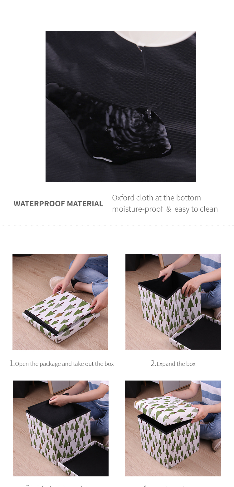 Cartoon Fabric Folding Storage Stool High Quality Ottoman Multi-functional Upholstered Chair Sit-on Toy Storage Box